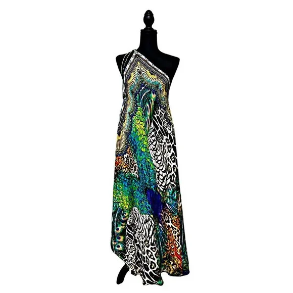 Shahida Parides 3 Ways Animal Print Maxi Silk Dress Multicolor ADINA PORTER - Picture 5 of 13